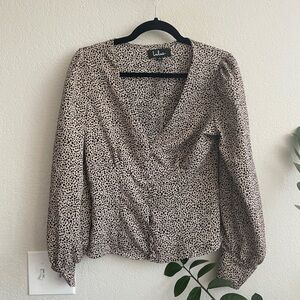 Lulu's Black and Cream Patterned Blouse